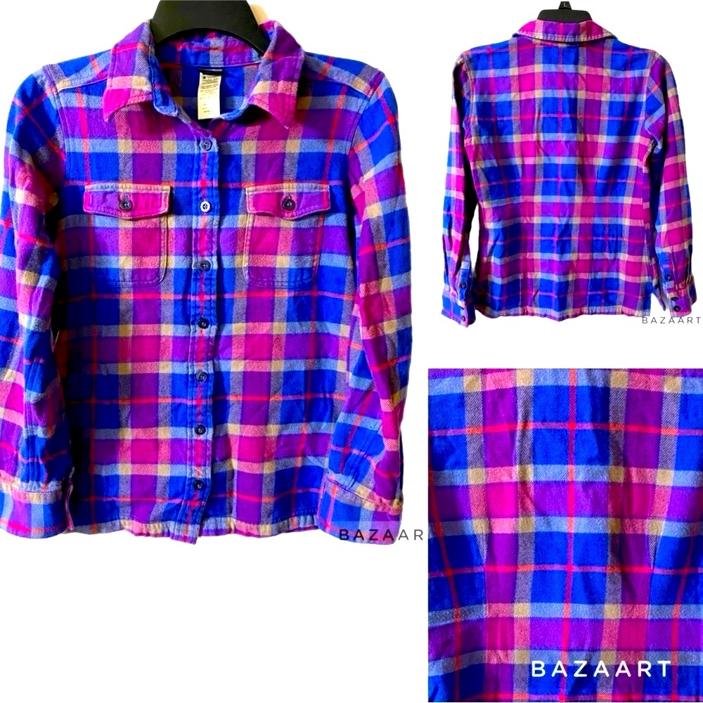 PATAGONIA Shacket, Organic Cotton, Flannel, Plaid, Shirt, Jacket, Sz 0, XS - Picture 10 of 10